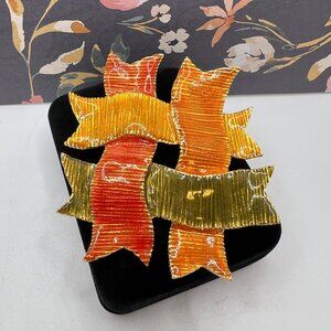 Les Bernard Woven Grosgrain Ribbon Brooch